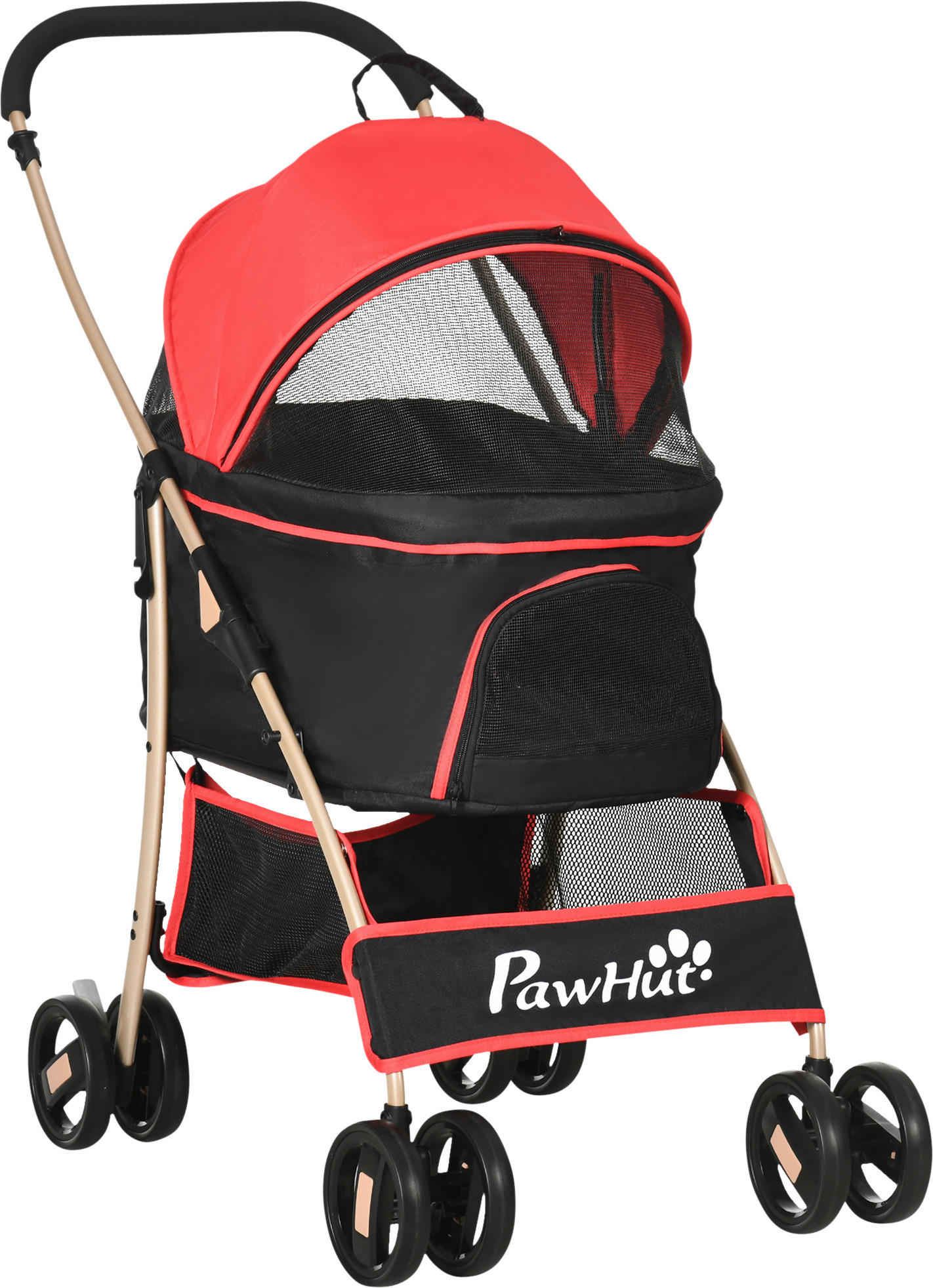 PawHut Hunde-Zubehör rot Edelstahl B/H/L: ca. 49,5x82x98 cm Hundetrolley - rot (98,00/49,50/82,00cm) - PawHut