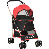 PawHut Hunde-Zubehör rot Edelstahl B/H/L: ca. 49,5x82x98 cm Hundetrolley - rot (98,00/49,50/82,00cm) - PawHut