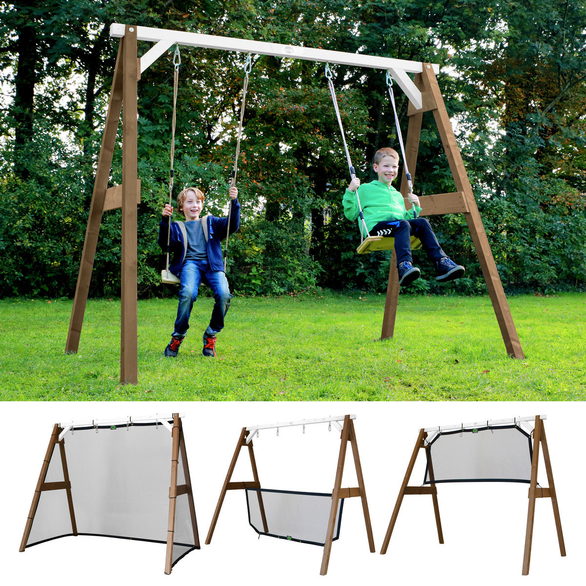 AXI Schaukel 4in1 SportsFun braun B/H/L: ca. 254x207x160 cm SportsFun - braun/weiß (160,00/254,00/207,00cm) - AXI