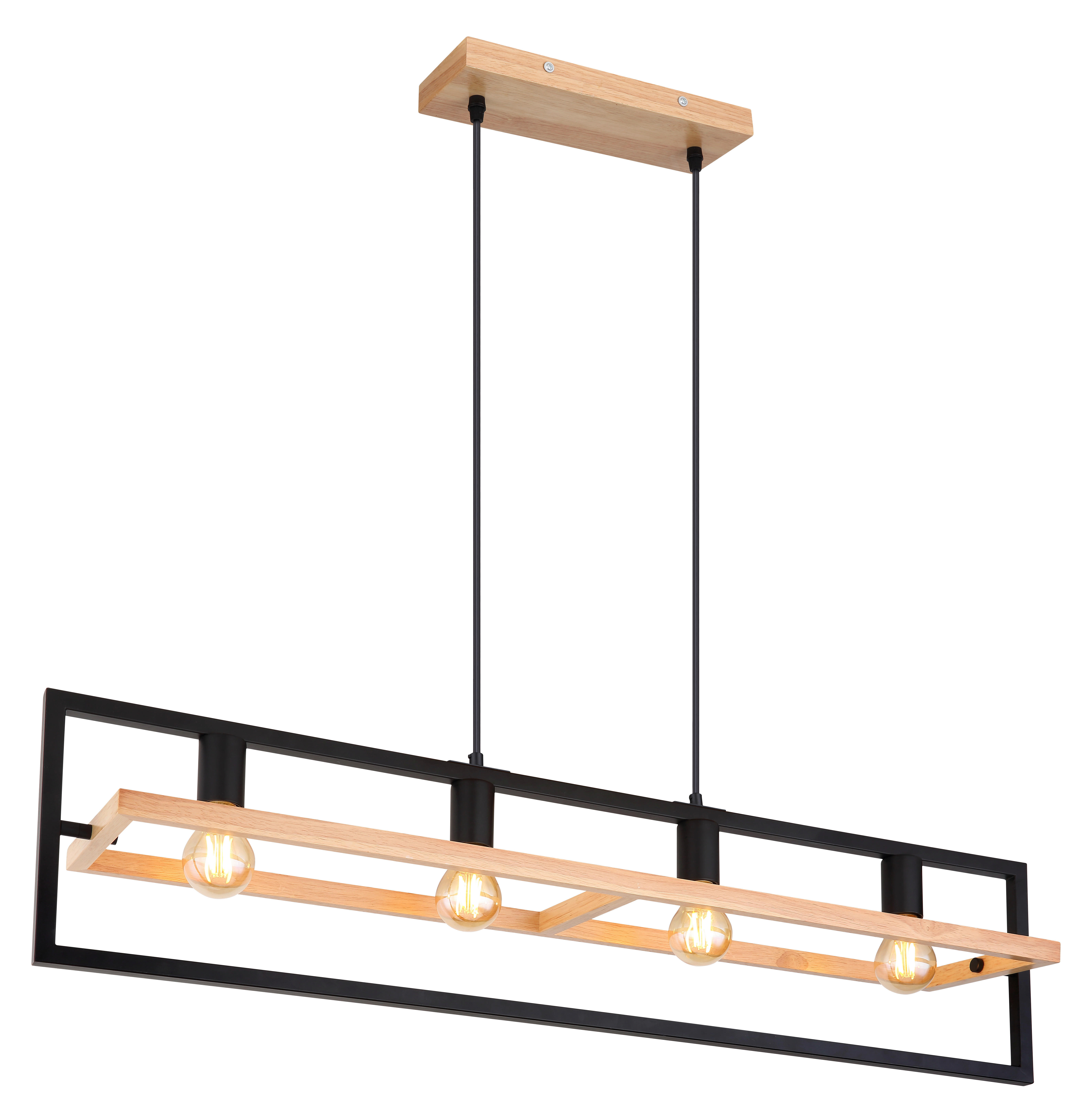GLOBO Pendelleuchte dunkelbraun Holz B/H/T: ca. 20x150x98 cm E27 4 Brennstellen ERICA - dunkelbraun (20,00/150,00/98,00cm) - GLOBO