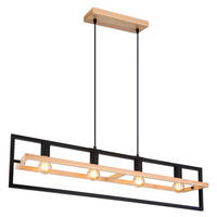 GLOBO Pendelleuchte dunkelbraun Holz B/H/T: ca. 20x150x98 cm E27 4 Brennstellen ERICA - dunkelbraun (20,00/150,00/98,00cm) - GLOBO
