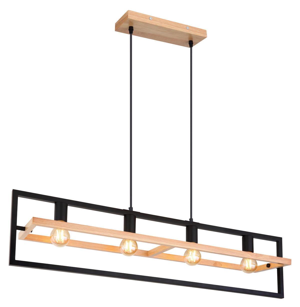 GLOBO Pendelleuchte dunkelbraun Holz B/H/T: ca. 20x150x98 cm E27 4 Brennstellen ERICA - dunkelbraun (20,00/150,00/98,00cm) - GLOBO