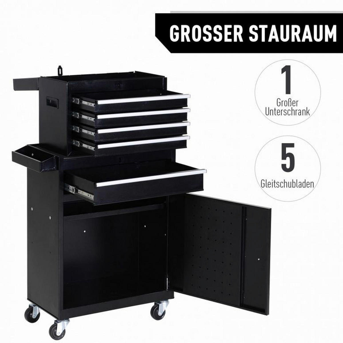 Mobiler Werkstattwagen schwarz B/H/T: ca. 52,5x104,5x28 cm Mobiler Werkstattwagen MHB20-073 - schwarz (52,50/104,50/28,00cm) - DURHAND
