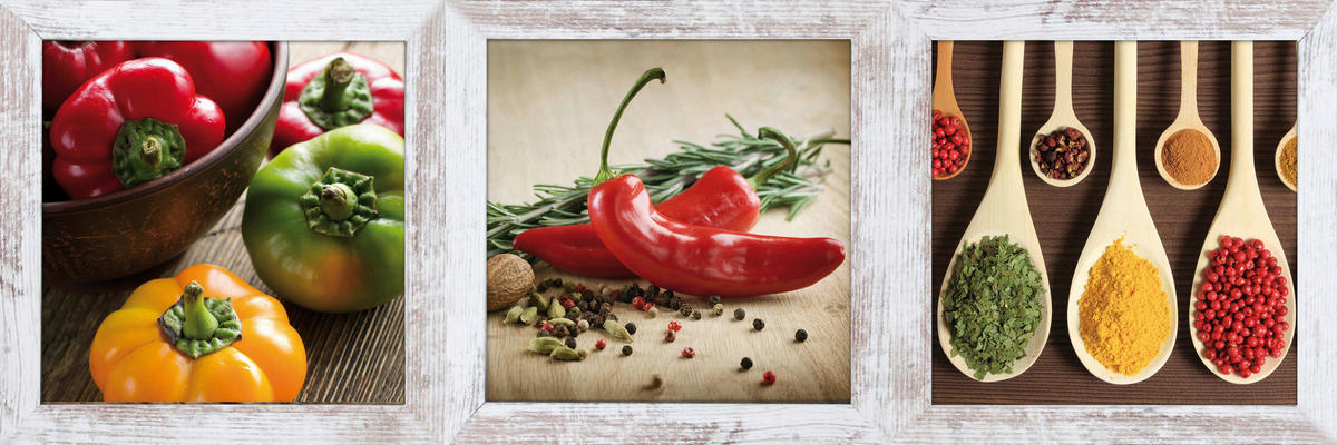 Bönninghoff Gerahmtes Bild Paprika B/L: ca. 23x23 cm Bilderset_Cheb_3tlg. - (23,00/23,00cm) - Bönninghoff