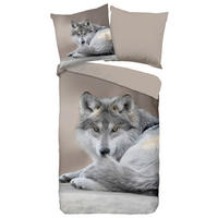 Bettwäsche Wolf taupe Polyester B/L: ca. 135x200 cm Wolf - taupe (135,00/200,00cm) - Pure