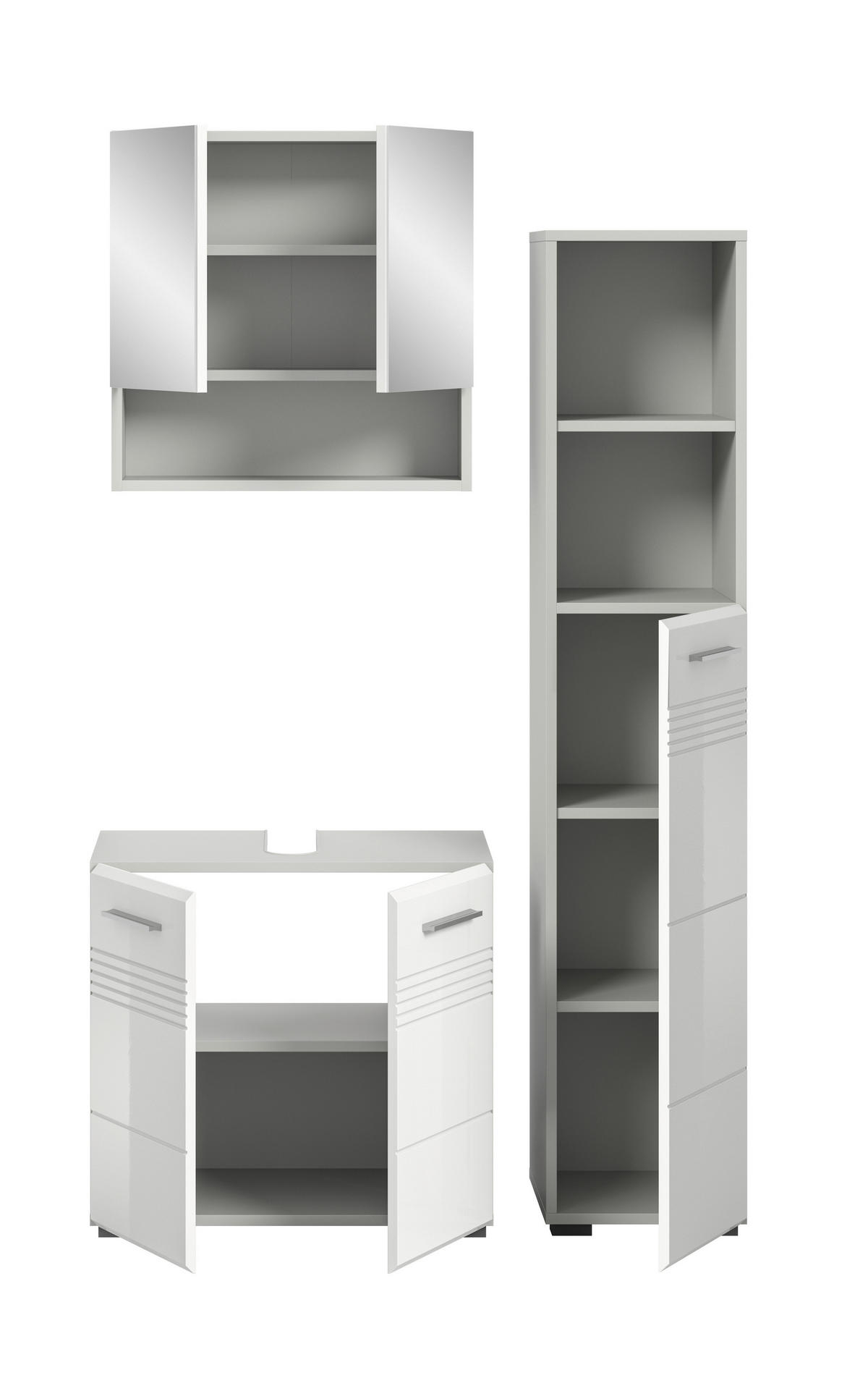 Badblock Copa hellgrau weiß Hochglanz B/H/T: ca. 105x190x32 cm Copa - hellgrau/weiß (105,00/190,00/32,00cm) - xonox.home