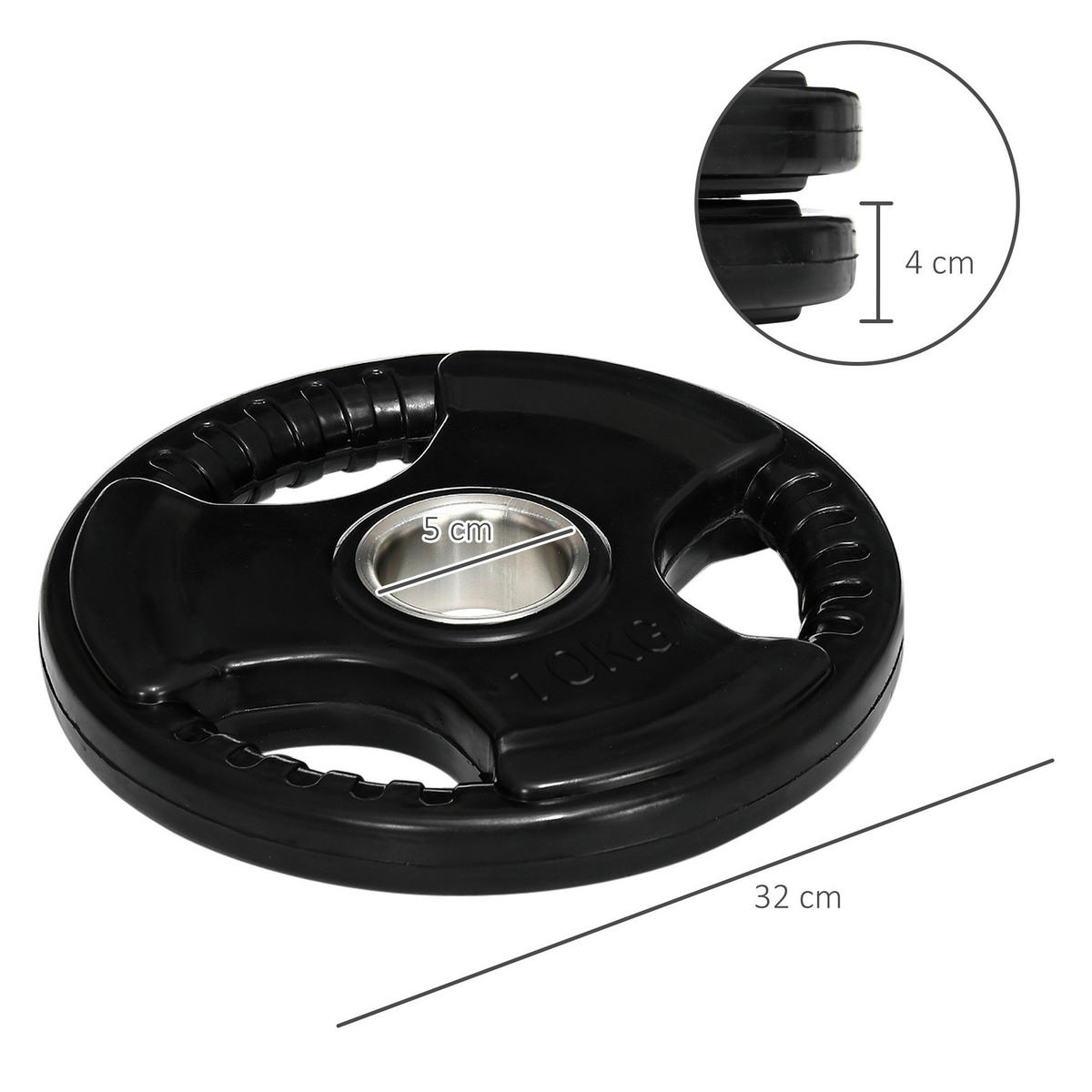 SPORTNOW Hantelscheibe schwarz Edelstahl B/H/L: ca. 32x32x4 cm Hantelscheibe - schwarz (4,00/32,00/32,00cm) - SPORTNOW