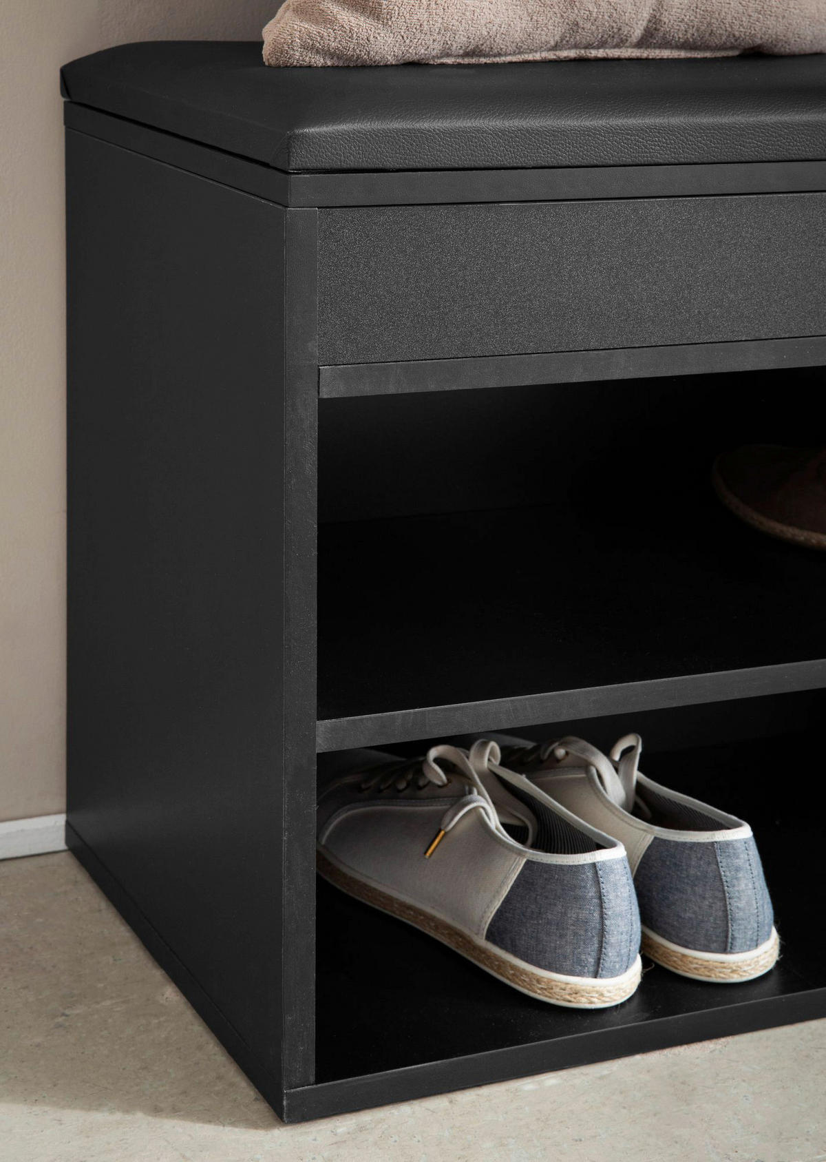 Schuhbank schwarz B/H/T: ca. 104x51x32 cm Schuhbank - schwarz (104,00/51,00/32,00cm) - Wohnling