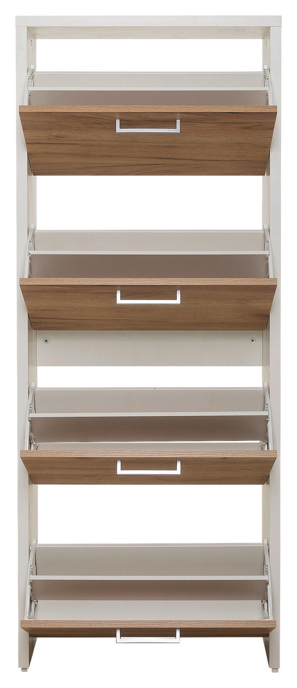 Schuhkipper Fulda 2 weiß honig Eiche Nachbildung B/H/T: ca. 61x152x25 cm Fulda 2 - weiß/honig (61,00/152,00/25,00cm)