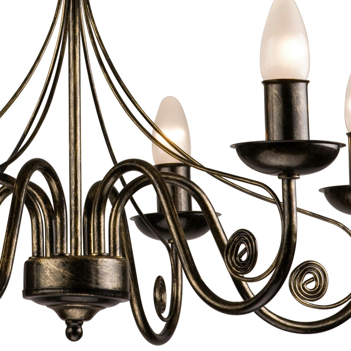 Lamkur Kronleuchter schwarz Stahl B/H/L: ca. 57x72x57 cm E14 6 Brennstellen DONATO - schwarz (57,00/57,00/72,00cm) - Lamkur