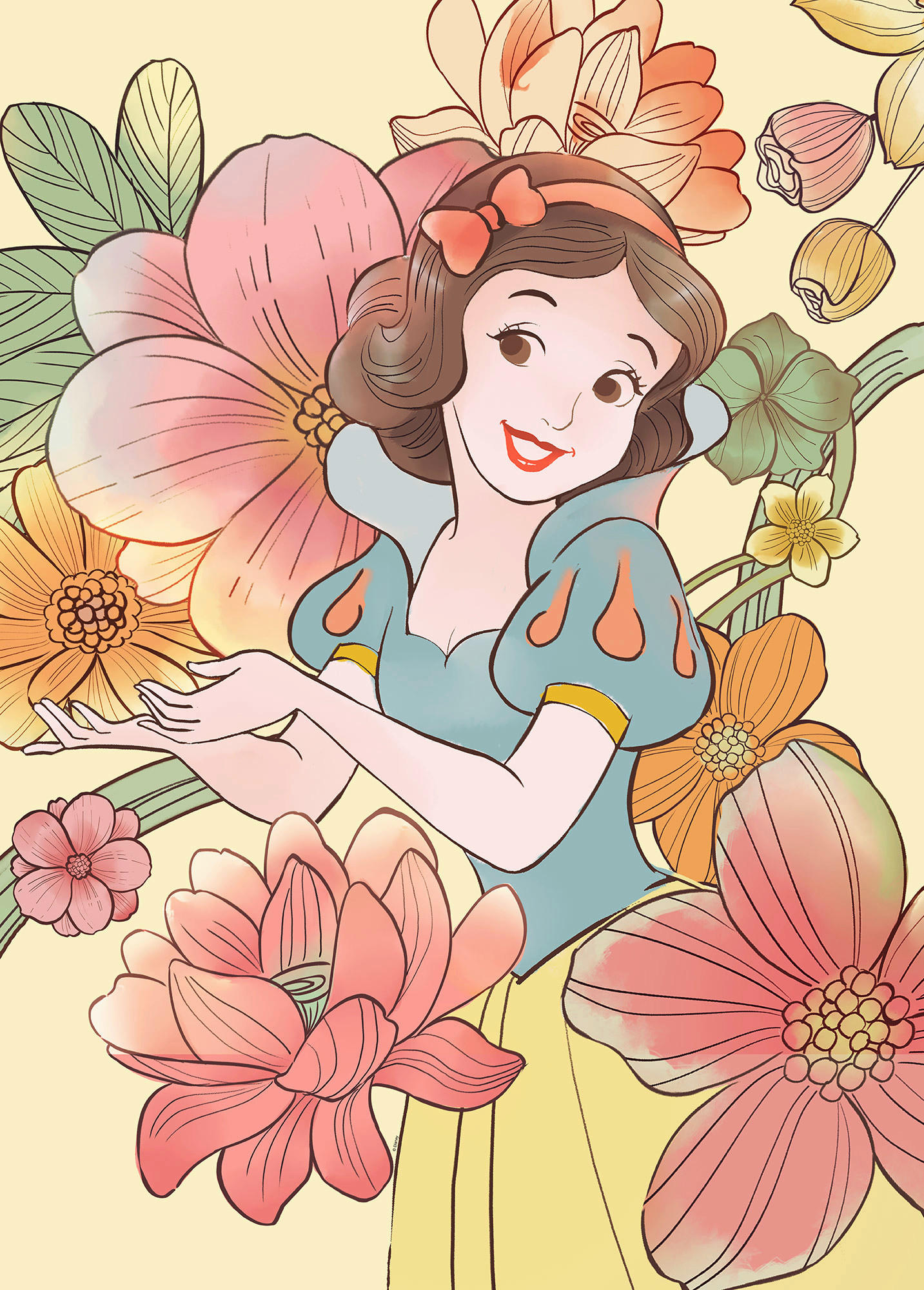 Komar Poster Snow White Flowers Disney B/L: ca. 50x70 cm günstig online kaufen