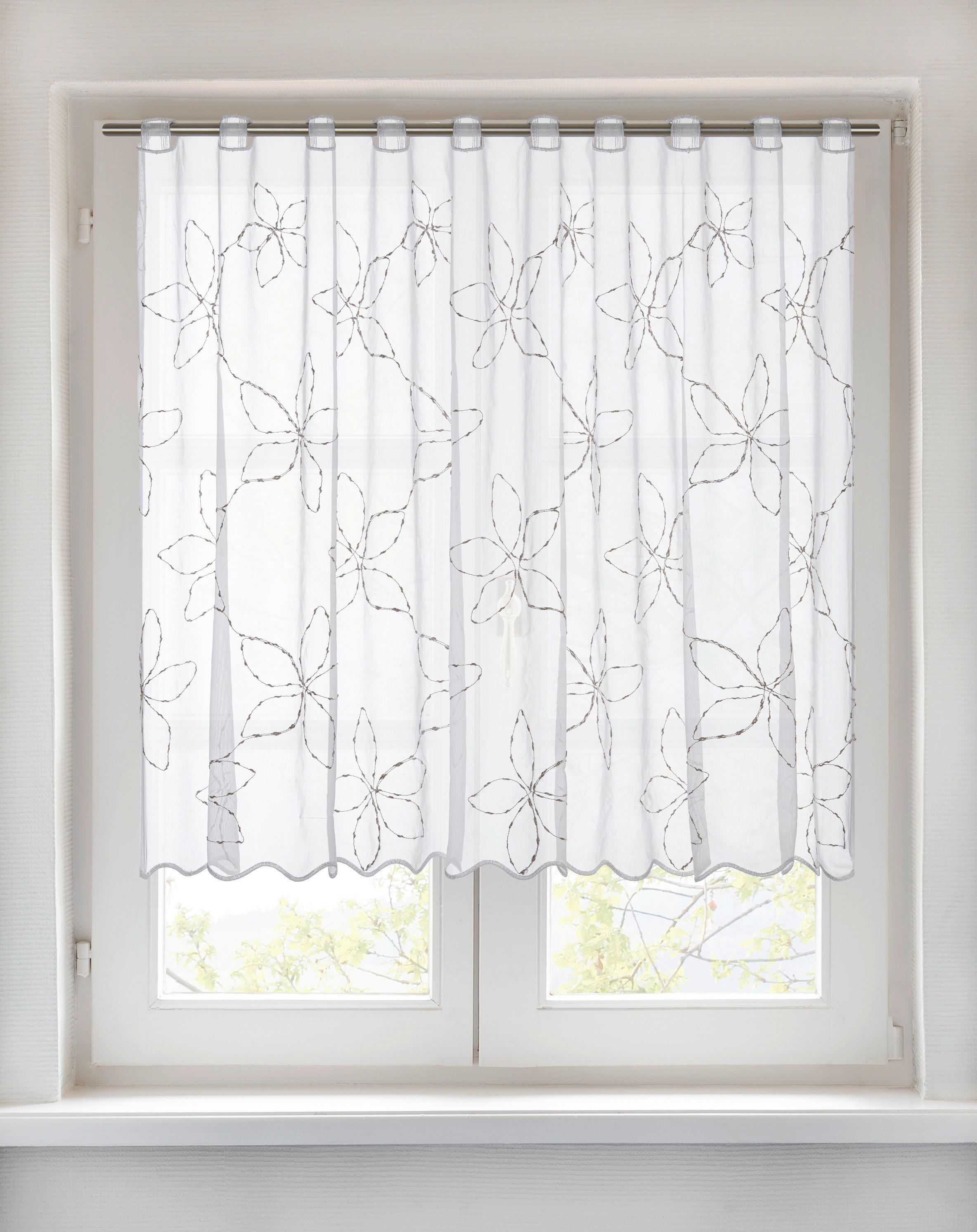 Scheibengardine Kord weiß B/L: ca. 150x90 cm Kord - beige/weiß (150,00/90,00cm) - POCOline