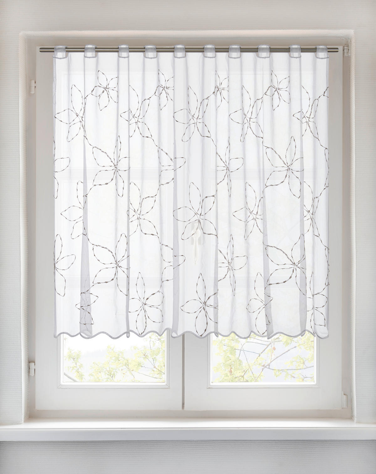 Scheibengardine Kord weiß B/L: ca. 150x90 cm Kord - beige/weiß (150,00/90,00cm) - POCOline