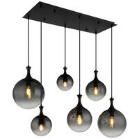 GLOBO LED Pendelleuchte Rauch mattschwarz Kunststoff Glas Metall B/H/T: ca. 97x141x48 cm 6.0 Brennstellen DALTON - mattschwarz/Rauch (97,00/141,00/48,00cm) - GLOBO