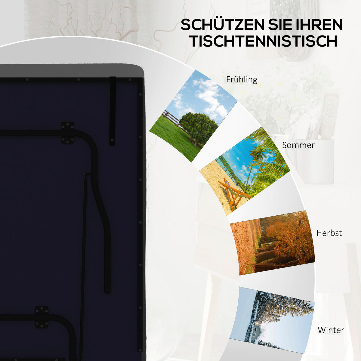 SPORTNOW Abdeckplane schwarz Polypropylen B/H/L: ca. 153x275x5 cm Tischtennisplatte_Abdeckung - schwarz (5,00/153,00/275,00cm) - SPORTNOW