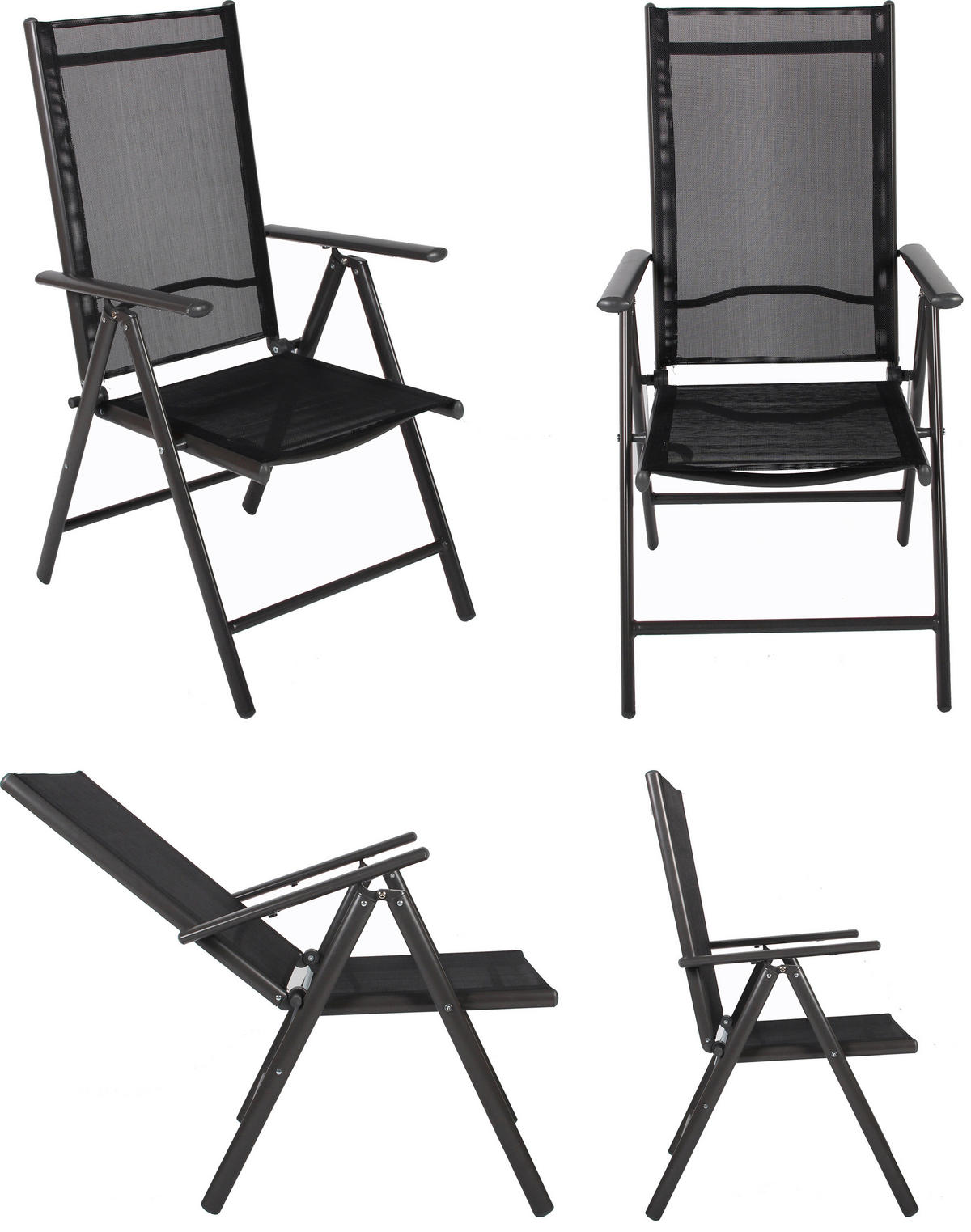 VCM Klappsessel-Set Sonlas anthrazit Textilene B/H/T: ca. 56x105x64 cm Sonlas - anthrazit (56,00/105,00/64,00cm) - VCM