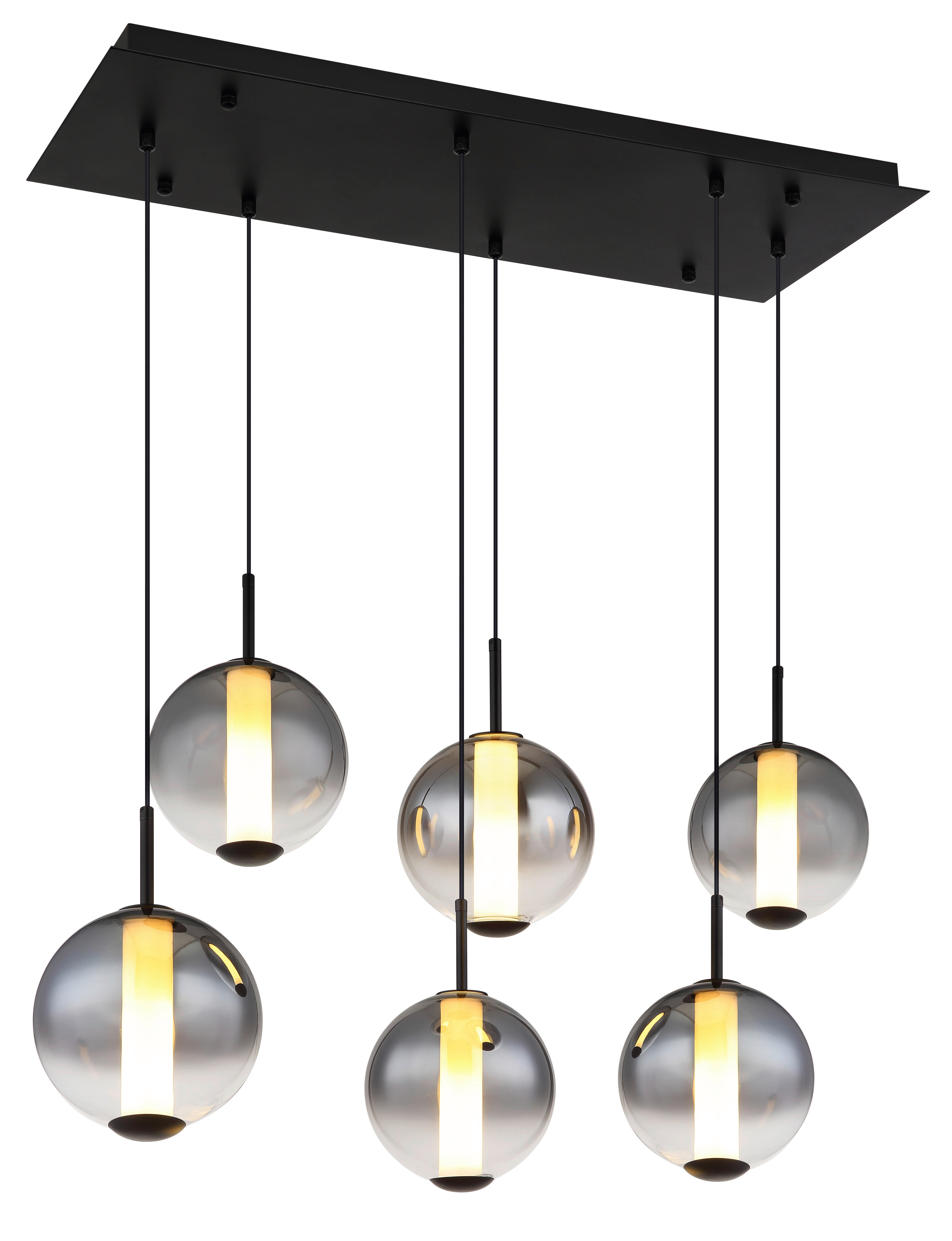 GLOBO Pendelleuchte Opal mattschwarz Rauch Metall Glas B/H: ca. 100x120 cm 1.0 Brennstellen Lacy - Opal/mattschwarz (100,00/120,00cm) - GLOBO