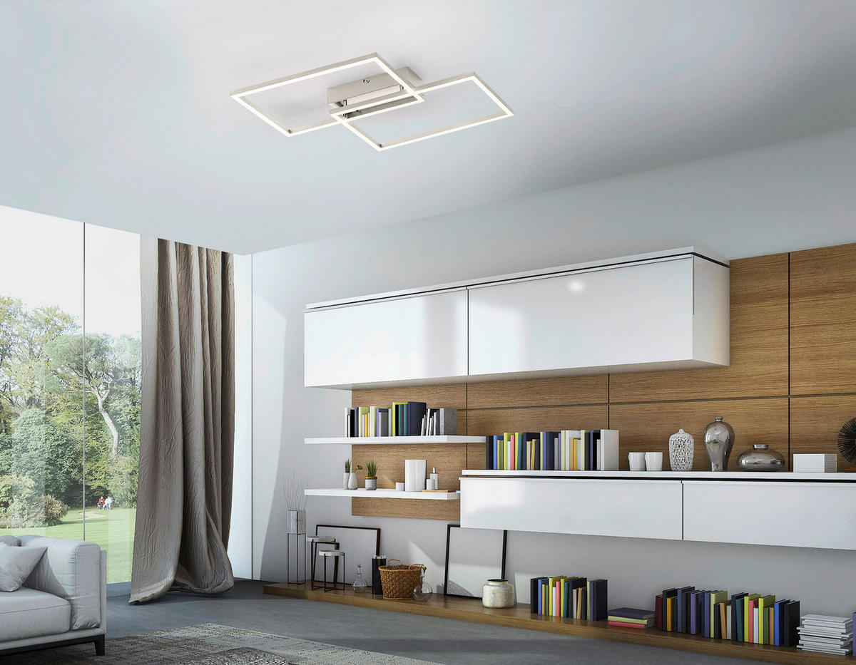 Just Light Deckenleuchte 14018-55 stahlfarbig Kunststoff Alu B/H/L: ca. 42x7x50 cm LED-Deckenleuchte_CCT_Iven - stahlfarbig (50,00/42,00/7,00cm) - Just Light