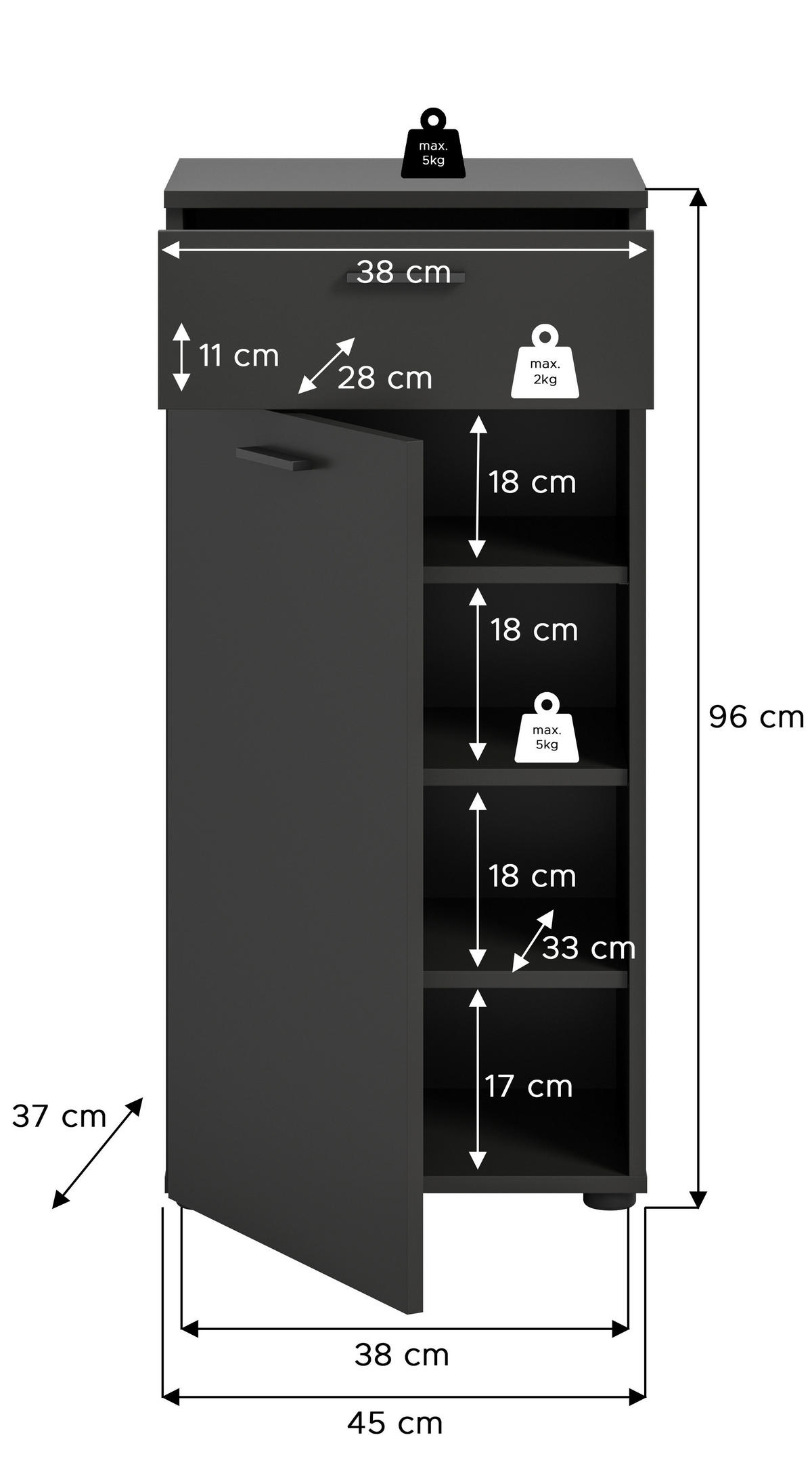 Schuhschrank Delton Basalt Nachbildung B/H/T: ca. 53x37x43 cm Delton - Basalt (53,00/37,00/43,00cm) - xonox.home