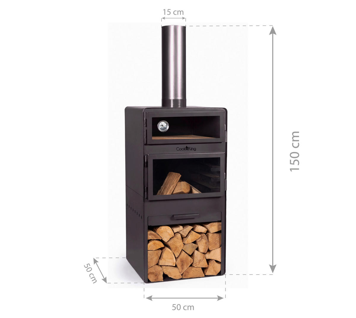 CookKing Terrassenofen Vento Plus schwarz Stahl B/H/L: ca. 50x150x50 cm Vento Plus - schwarz (50,00/50,00/150,00cm) - CookKing