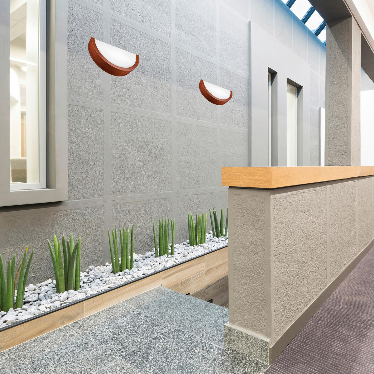 Lamkur Wandleuchte rustikal Glas Holz B/H/L: ca. 20x14x30 cm E27 1 Brennstellen Eveline - rustikal (30,00/20,00/14,00cm) - Lamkur