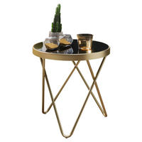 Beistelltisch schwarz gold Lack matt Glas Stahl B/H/T: ca. 42x46x42 cm Beistelltisch - gold/schwarz (42,00/46,00/42,00cm) - Wohnling
