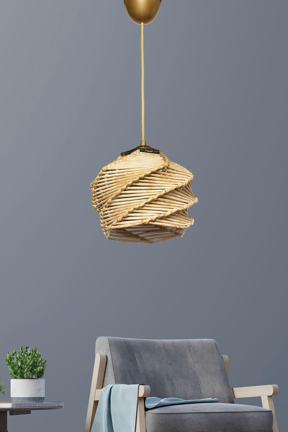 Opviq Pendelleuchte Primante beige gold B/H/T/L/D: ca. 20x75x20x20x20 cm E27 1 Brennstellen Primante - gold/beige (20,00/20,00/75,00cm) - Opviq