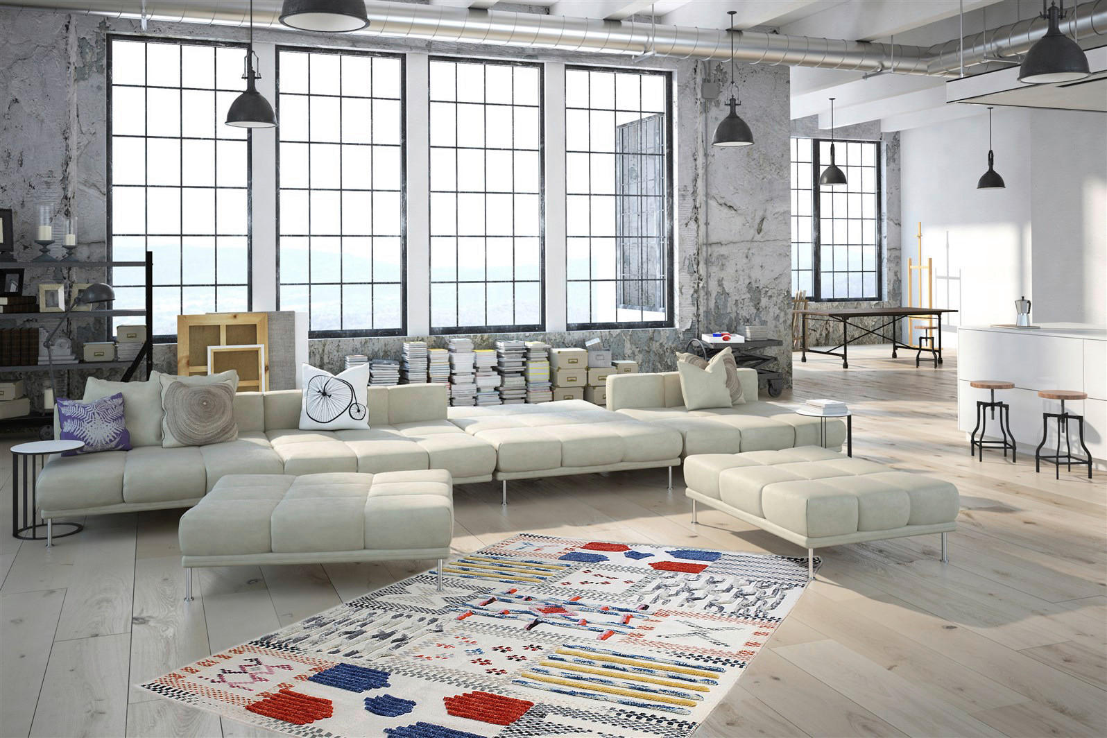 Kayoom Kurzflorteppich Empire 110 elfenbein B/L: ca. 160x230 cm Empire 110 - mehrfarbig/elfenbein (160,00/230,00cm) - Kayoom