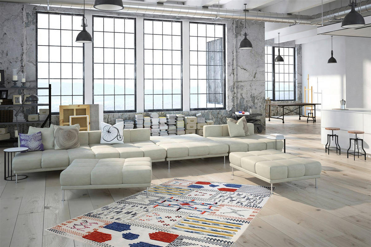 Kayoom Kurzflorteppich Empire 110 elfenbein B/L: ca. 160x230 cm Empire 110 - mehrfarbig/elfenbein (160,00/230,00cm) - Kayoom