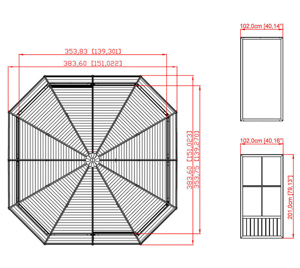 Sojag Kaltwintergarten Charleston anthrazit Aluminium B/H/T: ca. 384x281x384 cm Charleston - anthrazit (384,00/281,00/384,00cm) - Sojag