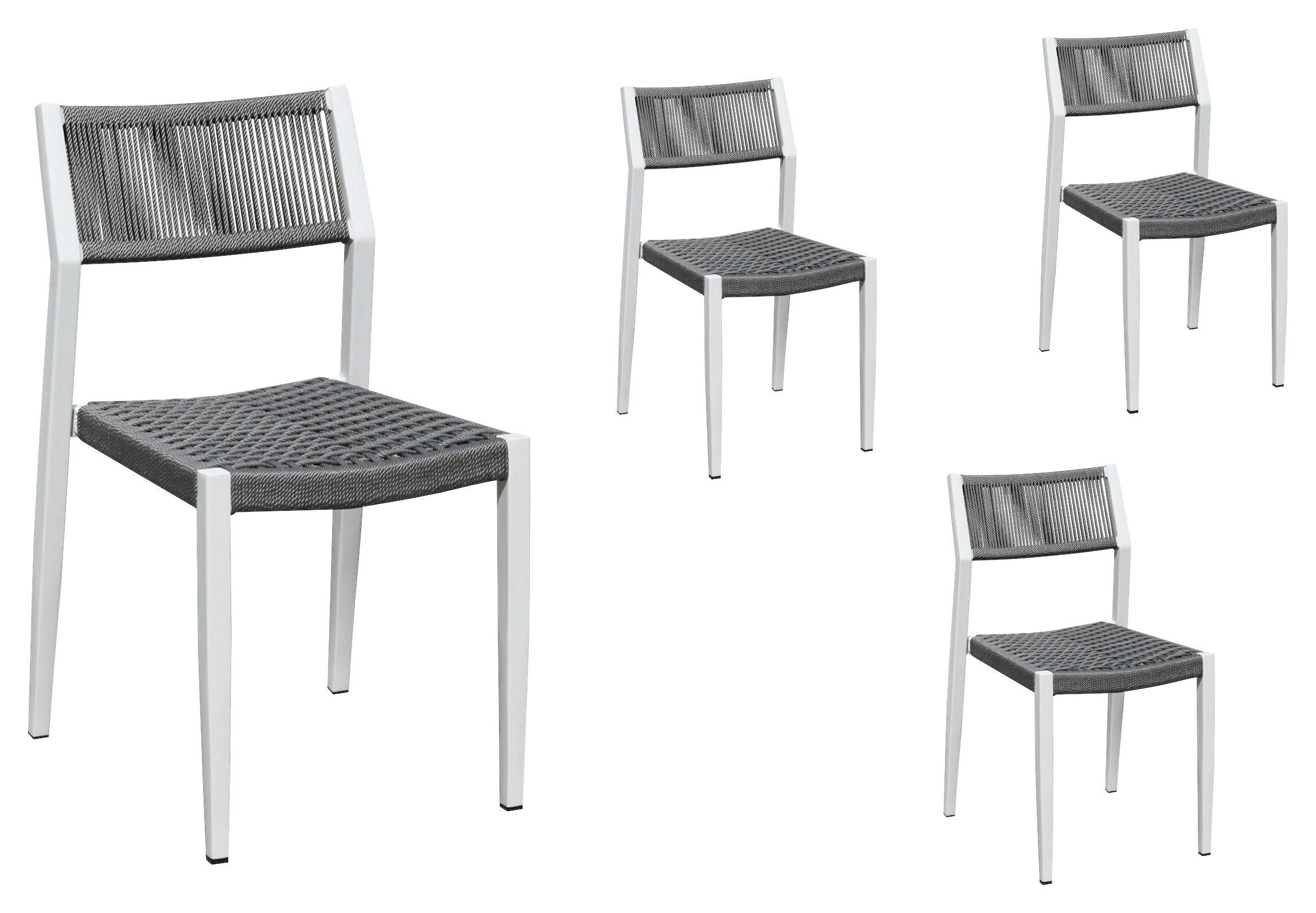 Grasekamp Stapelstuhl-Set Sol anthrazit Aluminium B/H/L: ca. 42x80x50 cm Sol - weiß/anthrazit (50,00/42,00/80,00cm) - Grasekamp