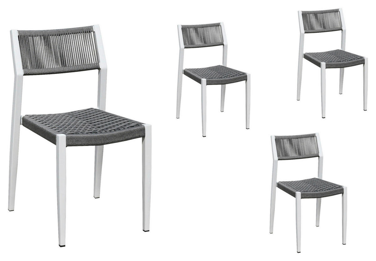 Grasekamp Stapelstuhl-Set Sol anthrazit Aluminium B/H/L: ca. 42x80x50 cm Sol - weiß/anthrazit (50,00/42,00/80,00cm) - Grasekamp