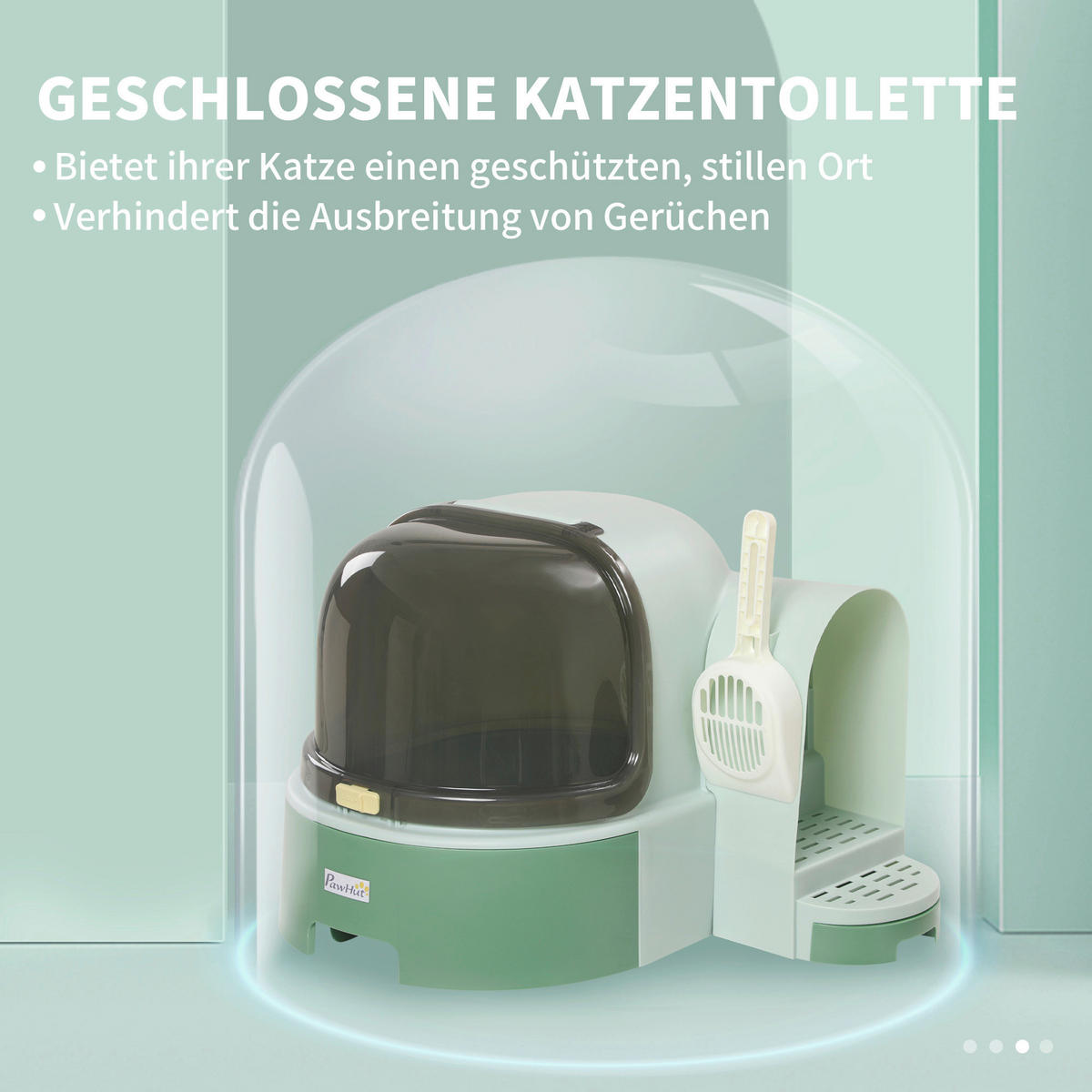 PawHut Katzen-Zubehör grün Edelstahl B/H/L: ca. 60x52x42 cm Katzentoilette - grün (42,00/60,00/52,00cm) - PawHut