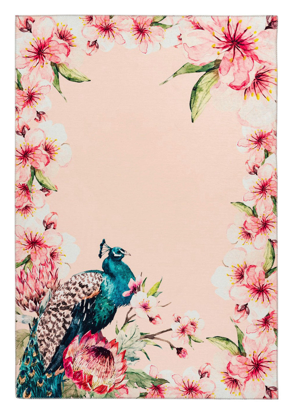 Kenda Sand Flachgewebeteppich Blossom 125 creme B/L: ca. 80x150 cm Blossom 125 - creme/mehrfarbig (80,00/150,00cm) - Kenda Sand