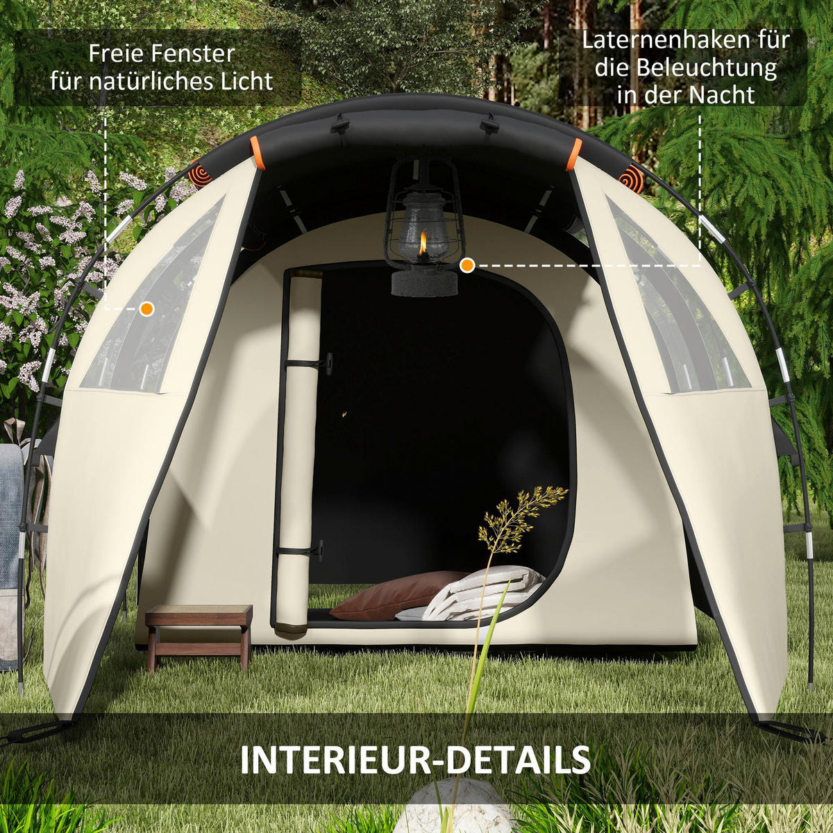 Outsunny Campingzelt B/H/L: ca. 230x180x460 cm Campingzelt - khaki (460,00/230,00/180,00cm) - Outsunny