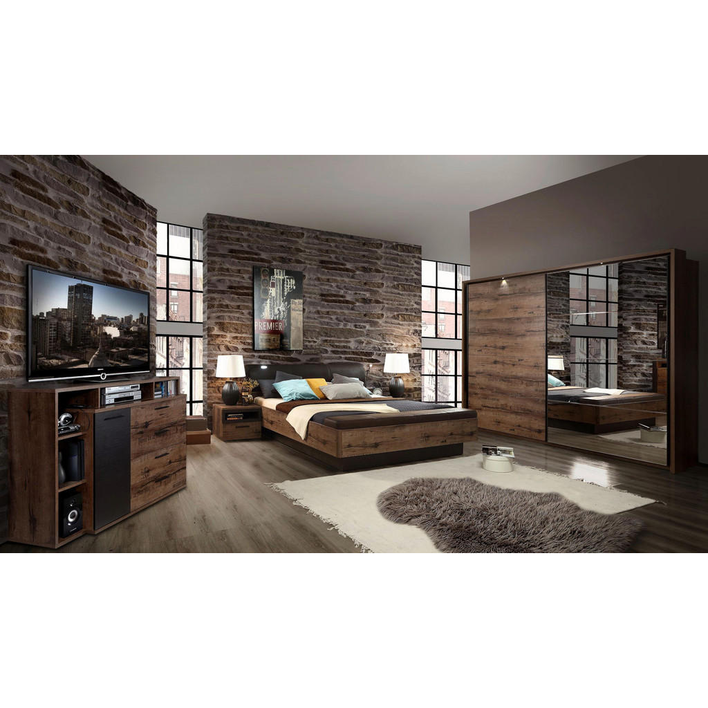 Thumbnail - Schwebetürenschrank schlamm Eiche Nachbildung B/H/T: ca. 269,9x209,7x61,2 cm