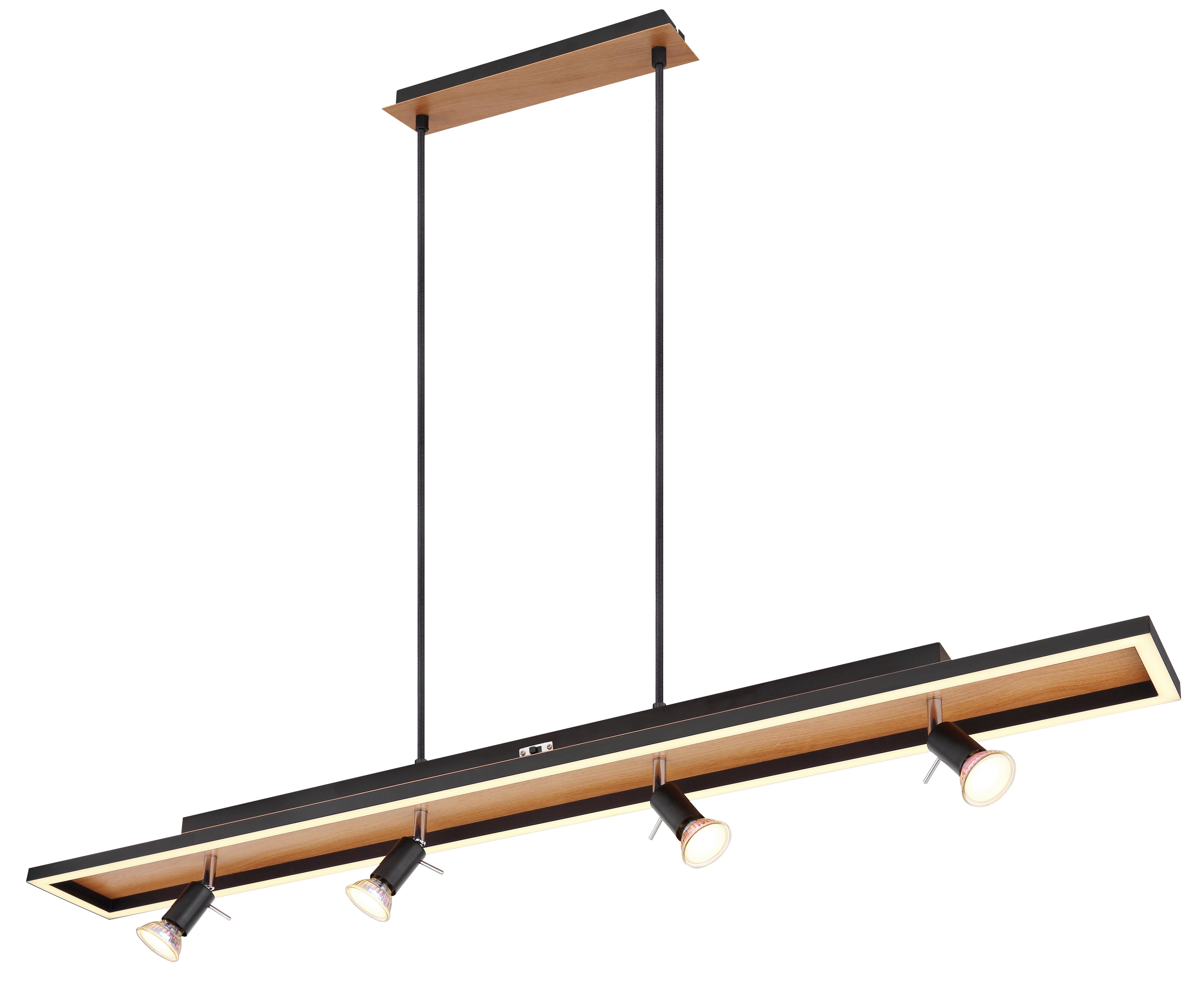 GLOBO Pendelleuchte 57034-4H Ida schwarz Opal Metall Kunststoff B/H/T: ca. 116x120x12 cm null 5 Brennstellen Ida - schwarz/Opal (116,00/120,00/12,00cm) - GLOBO