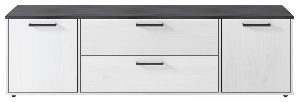 Lowboard Smart 1 Massivholz kiefer weiß schwarz B/H/T: ca. 182x52x40 cm Smart 1 Massivholz - kiefer/weiß (182,00/52,00/40,00cm)