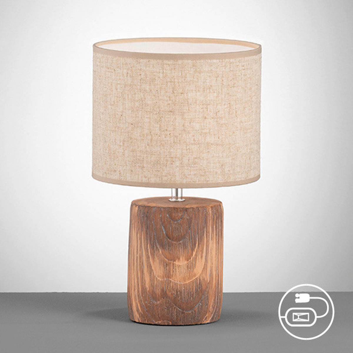 Fischer & Honsel Tischleuchte 50586 braun sand Leinen Keramik H/D: ca. 35x20 cm E14 1 Brennstellen Malik - braun/sand (20,00/35,00cm) - Fischer & Honsel