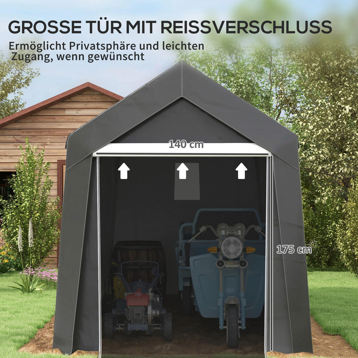 Outsunny Garagenzelt dunkelgrau Kunststoff B/H/L: ca. 360x235x210 cm Garagenzelt - dunkelgrau (210,00/360,00/235,00cm) - Outsunny