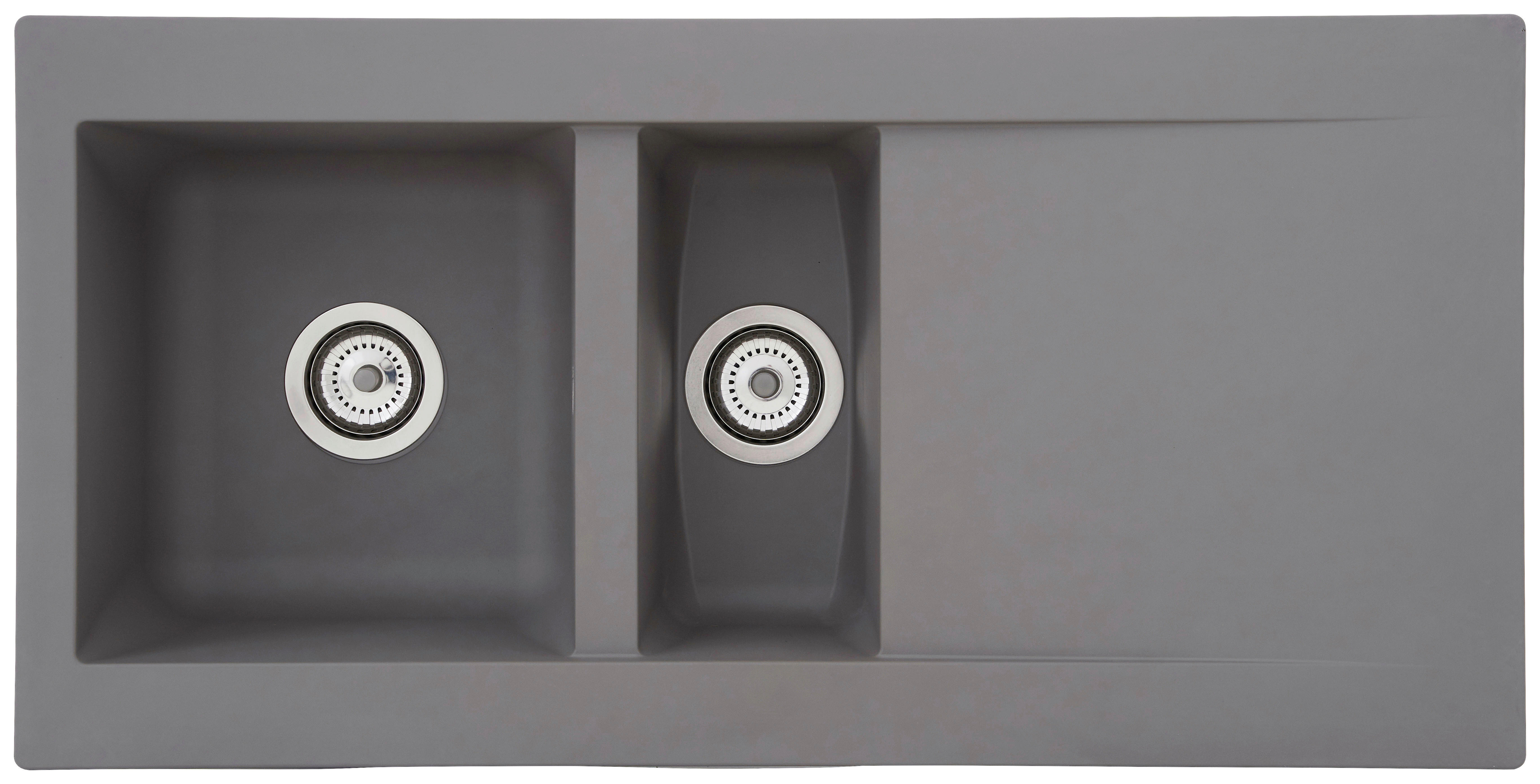 Respekta Einbauspüle Denver 1,5  100 x 50 G Beton grau Mineralite B/H/T: ca. 100x20x50 cm Denver 1,5  100 x 50 G - Beton/grau (100,00/20,00/50,00cm) - Respekta