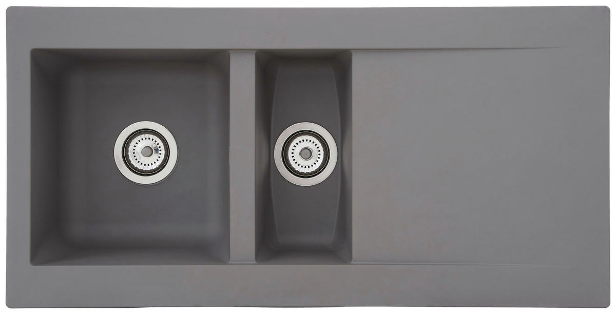 Respekta Einbauspüle Denver 1,5  100 x 50 G Beton grau Mineralite B/H/T: ca. 100x20x50 cm Denver 1,5  100 x 50 G - Beton/grau (100,00/20,00/50,00cm) - Respekta