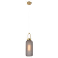 Housenordic Pendelleuchte 6406115 messing grau Stahl Rauchglas L/D: ca. 150x13 cm 1.0 Brennstellen Pendelleuchte_Zylinderförmig - messing/grau (13,00cm) - Housenordic