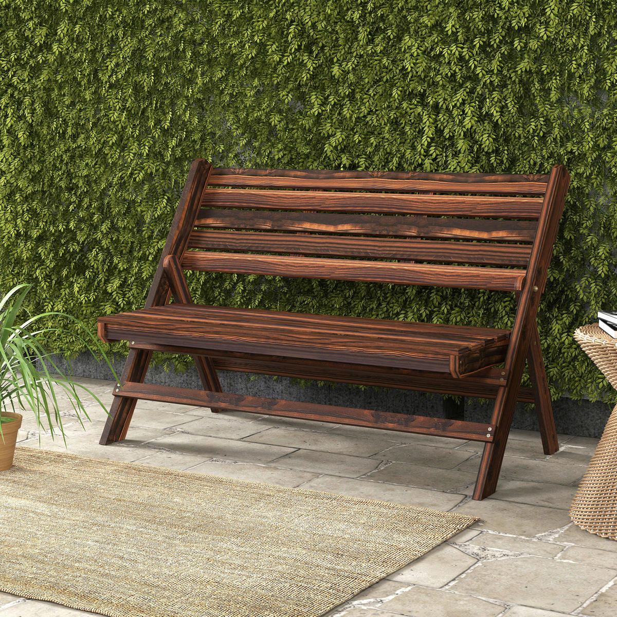 Outsunny Gartenbank grau Edelstahl B/H/L: ca. 63x122x83 cm Gartenbank - grau (83,00/63,00/122,00cm) - Outsunny
