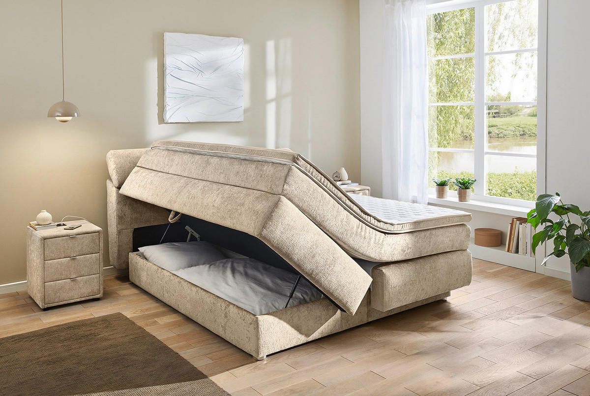 Boxspringbett  beige Liegefläche B/L: ca. 180x200 cm Ella_Boxspringbett 460/29 - beige (180,00/200,00cm)