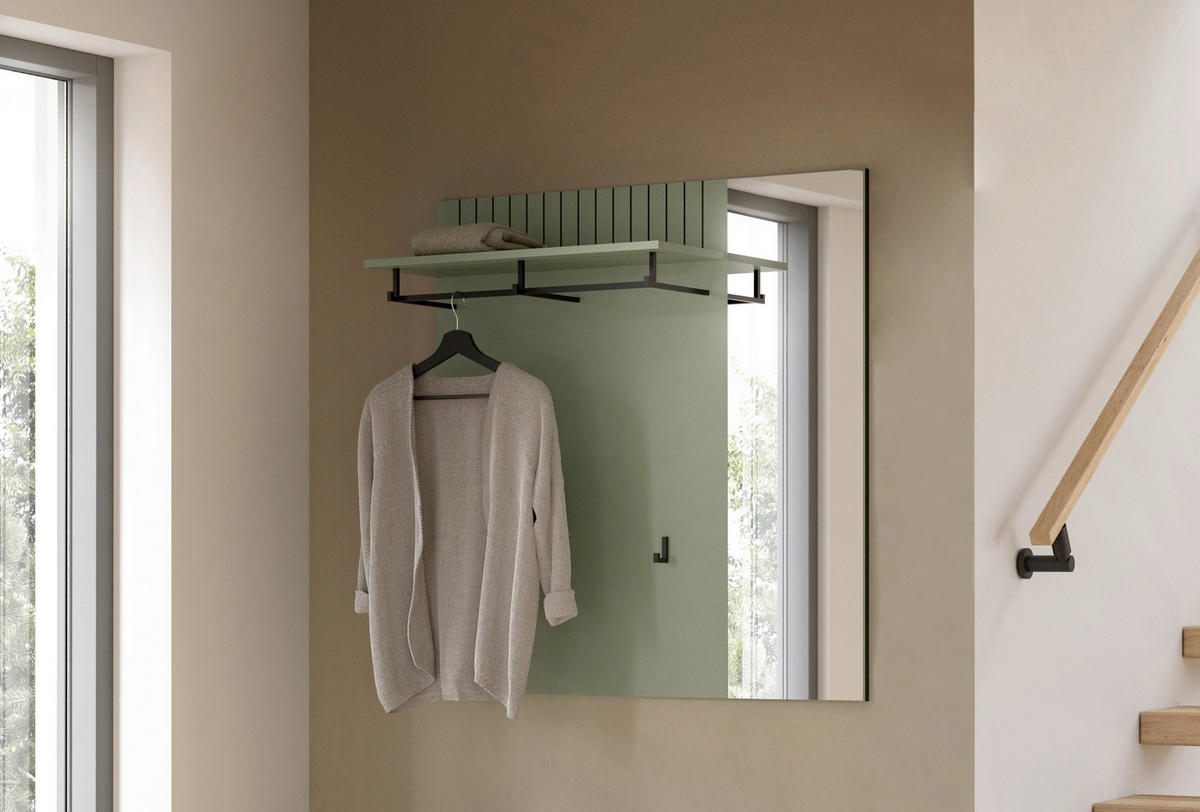 Garderobenpaneel STATION grün B/H/T: ca. 106x106x27 cm STATION - grün (106,00/106,00/27,00cm) - xonox.home