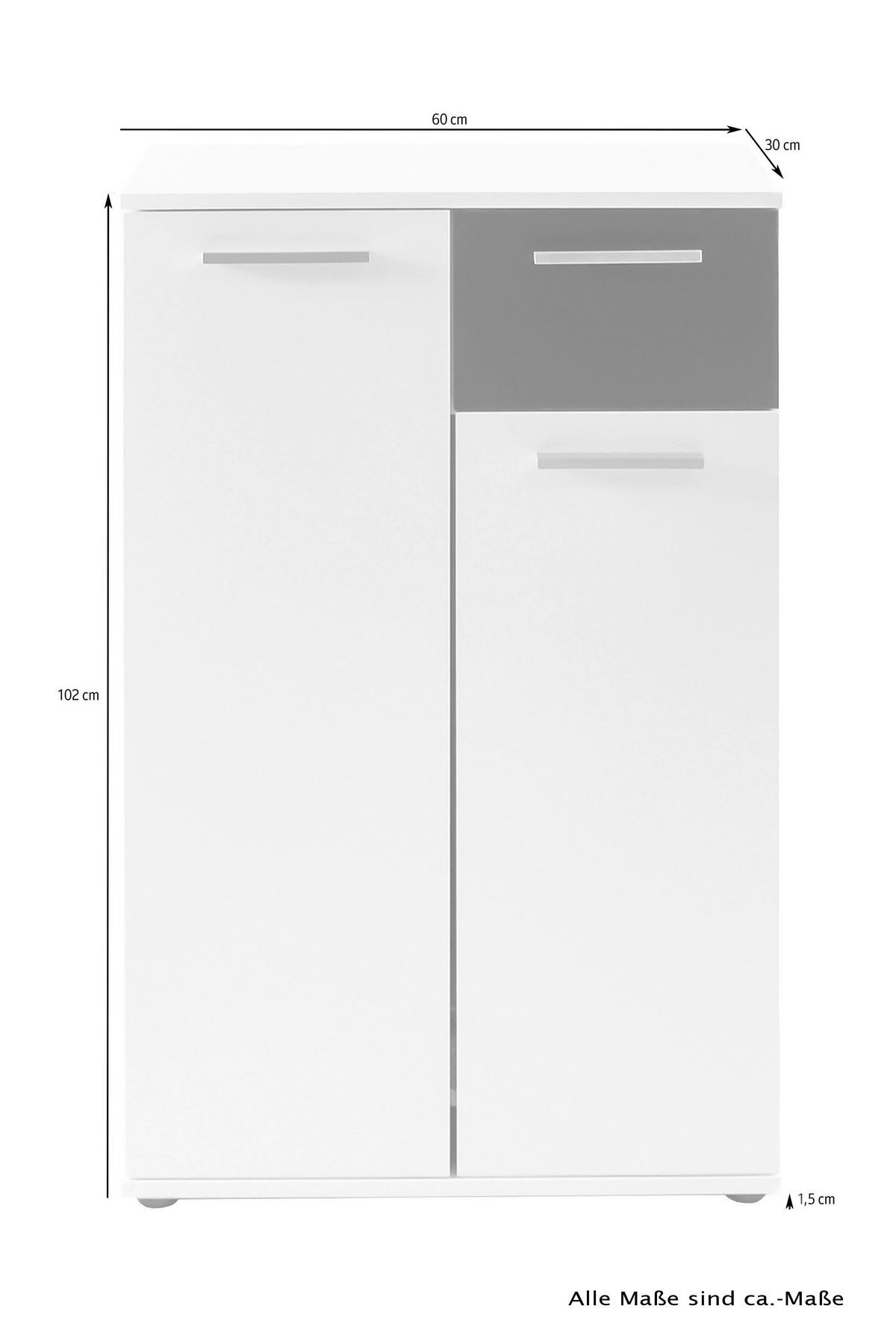 Schuhkommode JAKOB Eiche Nachbildung weiß B/H/T: ca. 60x102x30 cm JAKOB - Eiche/weiß (60,00/102,00/30,00cm) - byLIVING