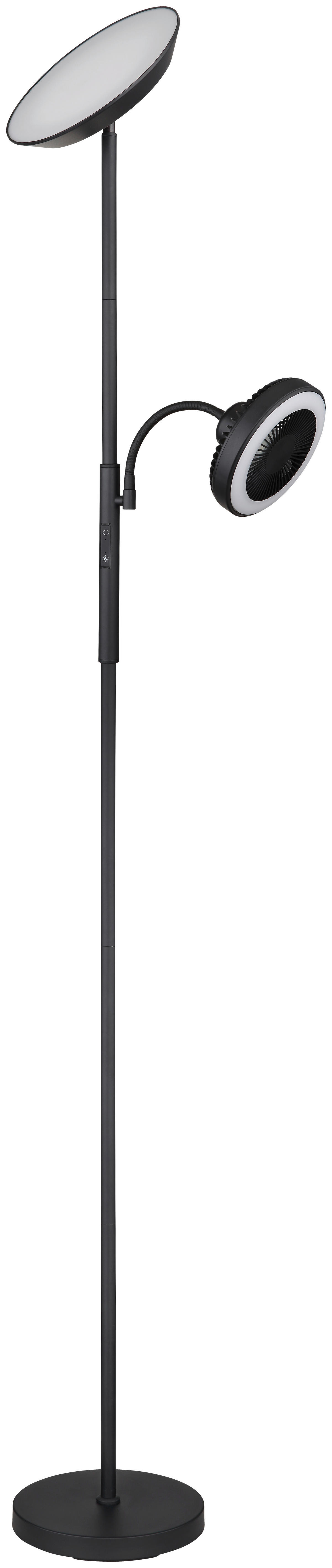 GLOBO Deckenfluter mattschwarz Chrom Metall Kunststoff B/H/T: ca. 25x178x33,7 cm DAVYD - Chrom/mattschwarz (25,00/178,00/33,70cm) - GLOBO