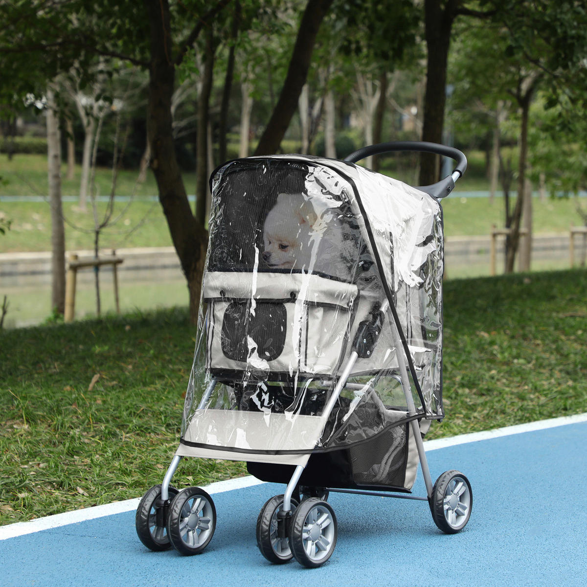 PawHut Hunde-Zubehör grau Edelstahl B/H/L: ca. 45x75x97 cm Hundebuggy - grau (97,00/45,00/75,00cm) - PawHut