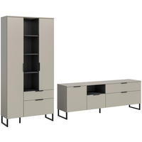 Wohnwand Noida Kaschmirgrau Nachbildung schwarz B/H/T: ca. 290x192x41 cm Noida - schwarz (290,00/192,00/41,00cm) - xonox.home